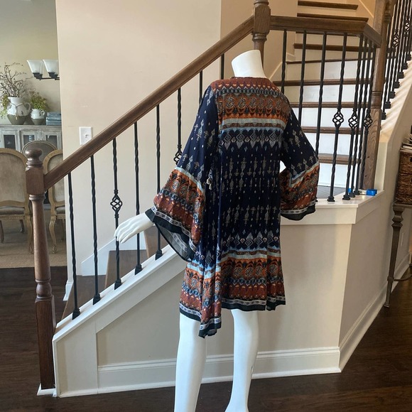 KORI AMERICA Paisley Flare Sleeve Trapeze Dress, size Medium - Picture 6 of 8